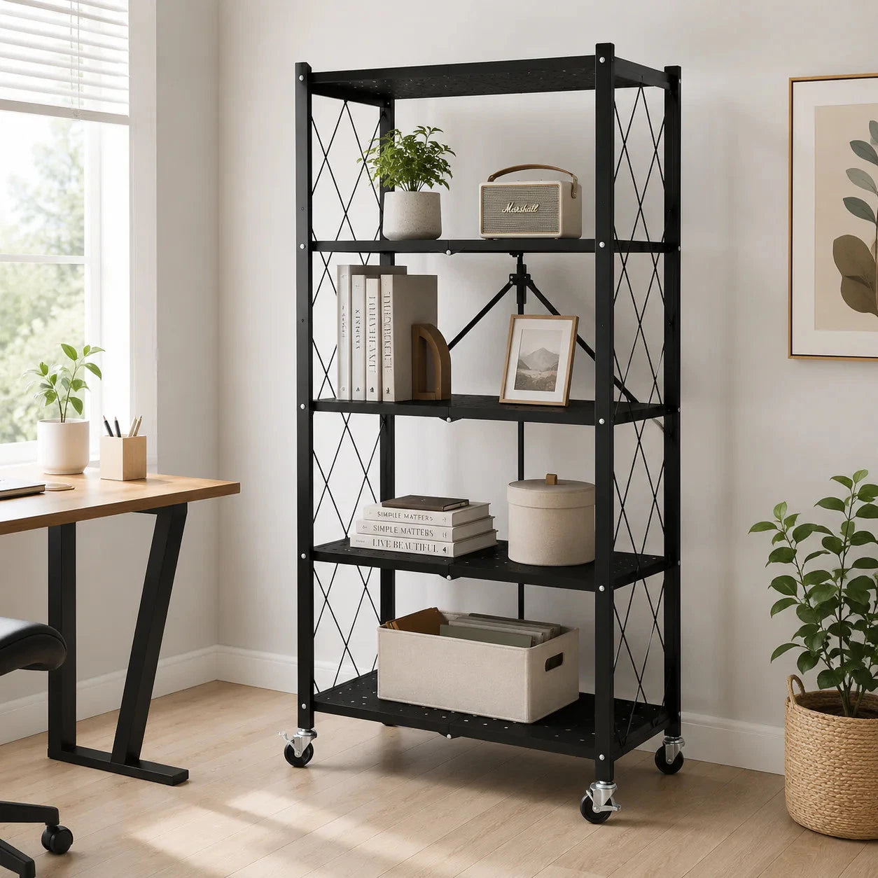 Heavy Duty Foldable Metal Shelves with Wheels