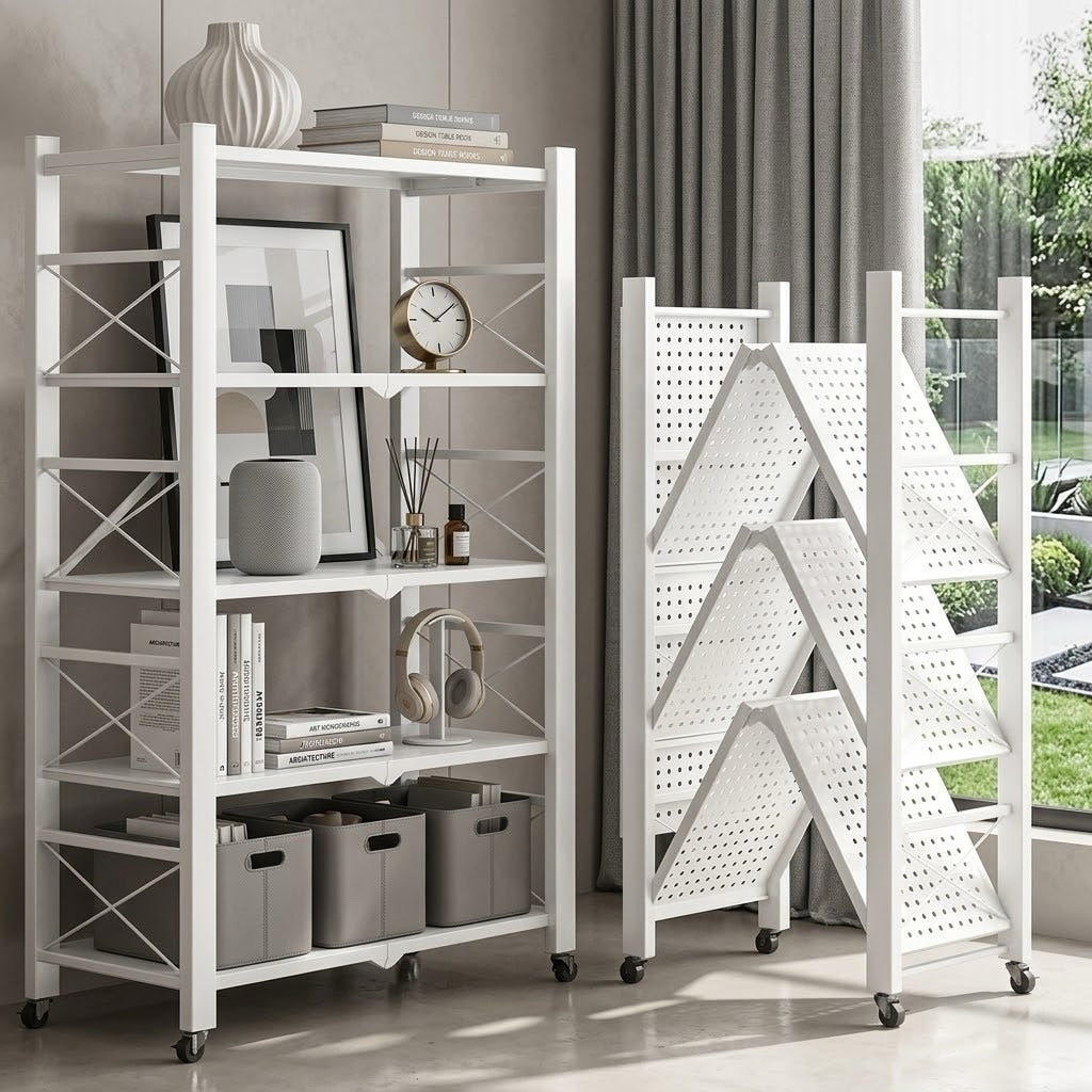 Heavy Duty Foldable Metal Shelves with Wheels