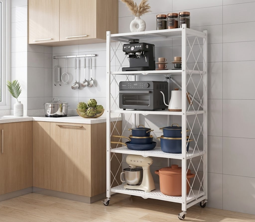 Heavy Duty Foldable Metal Shelves with Wheels