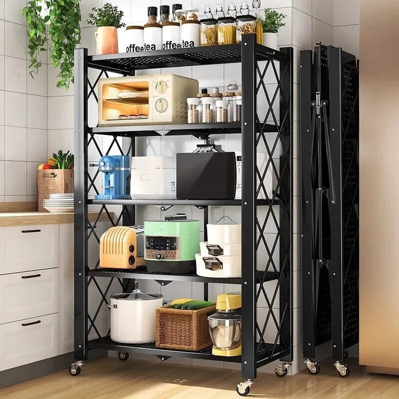 Heavy Duty Foldable Metal Shelves with Wheels