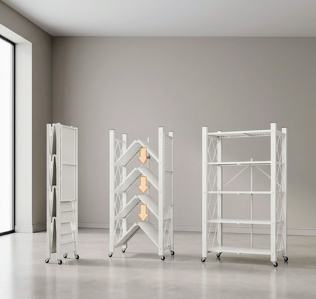 Heavy Duty Foldable Metal Shelves with Wheels