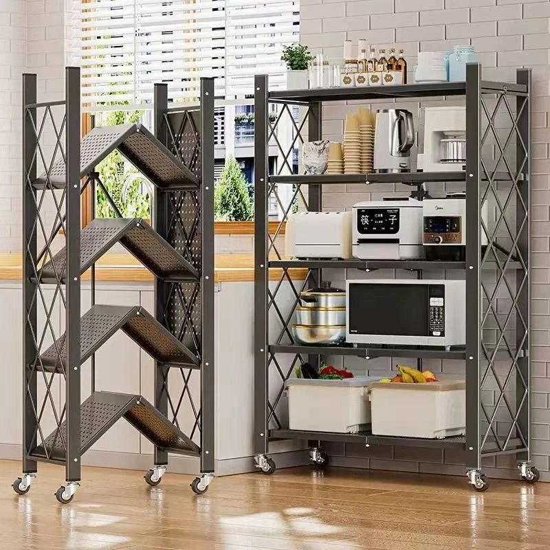 Heavy Duty Foldable Metal Shelves with Wheels