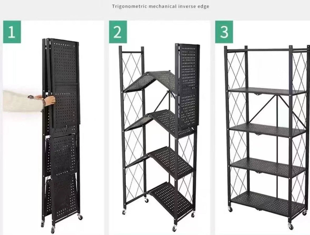 Heavy Duty Foldable Metal Shelves with Wheels